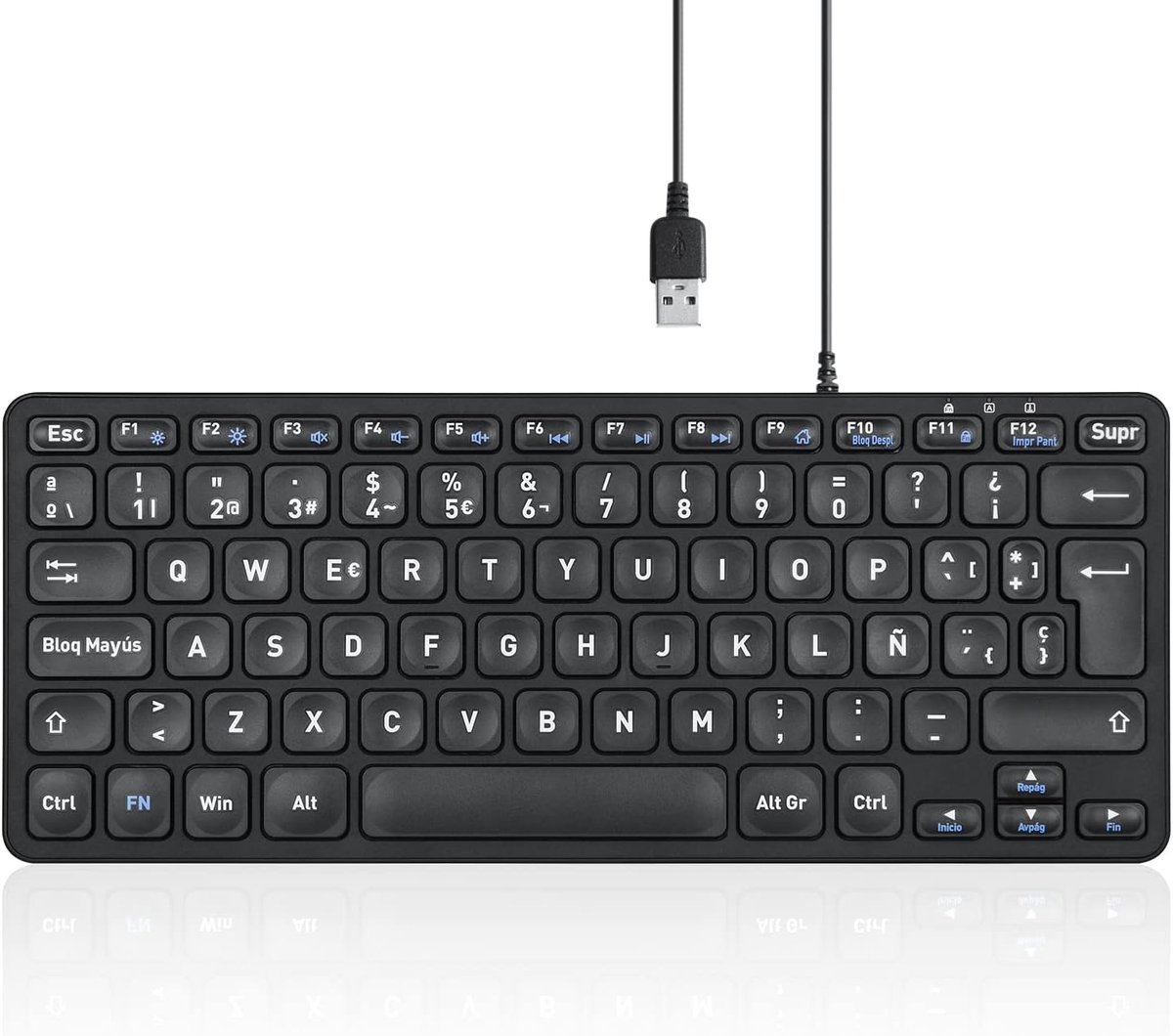 Compact Mini USB Toetsenbord Spaans QWERTY met Stille Schaar toetsen