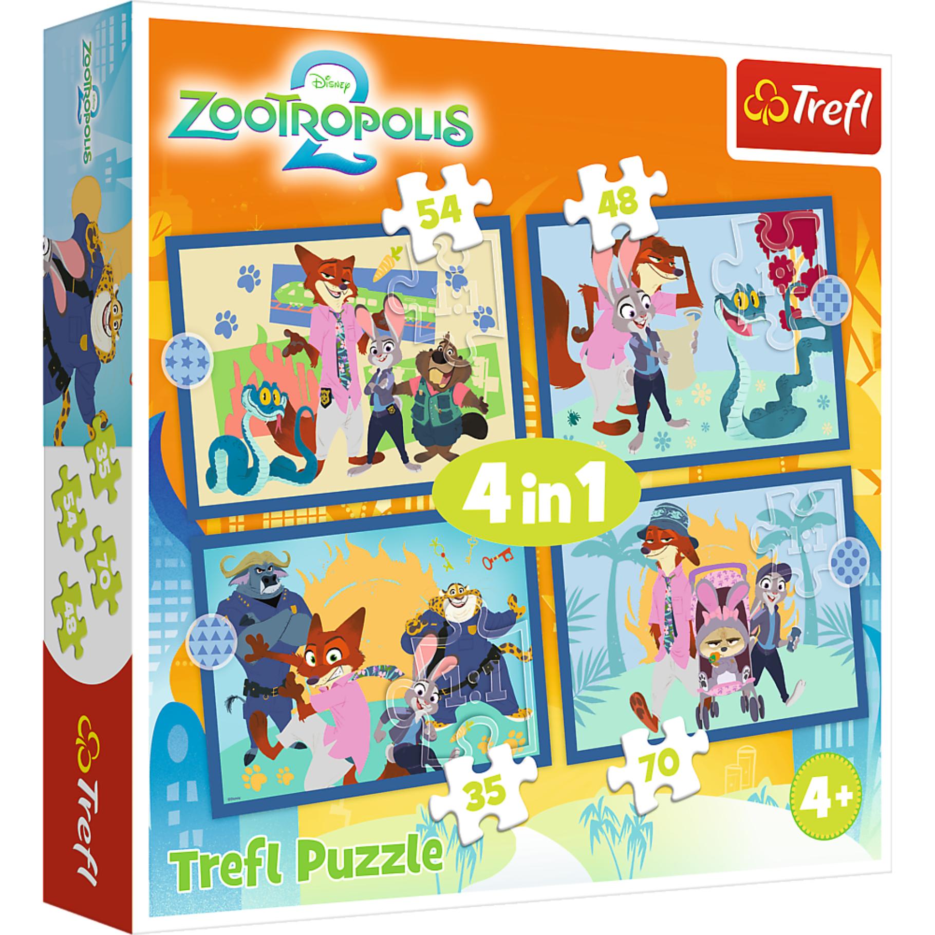 Top1Toys Puzzel 4 in 1 Zootopia 35+48+54+70 stukjes