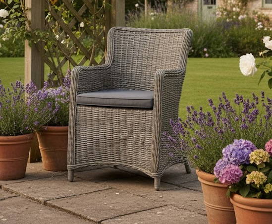 Ponte dining chair grey alu/kobo grey wicker Eurofar - Eurofar