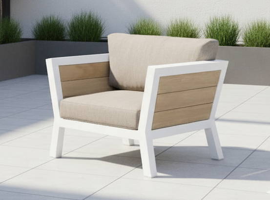 Valongo lounge chair 84,5x99x69 white alu/acacia teak look Eurofar - Eurofar