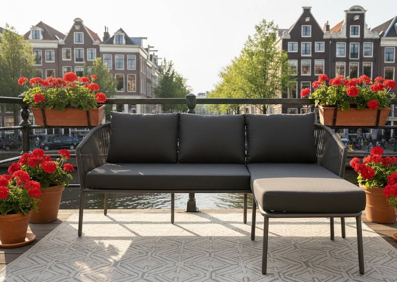 Limoges chaise longue set 2pcs anthracite steel/wicker anthracite Eurofar - Eurofar