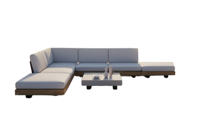 Los Angeles lounge corner set 7pcs anthracite alu/acacia teak look Eurofar - Eurofar