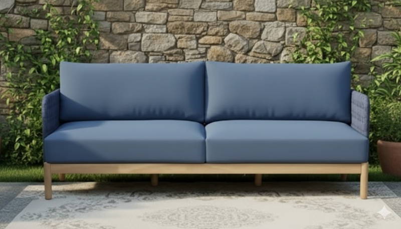 Kolbe sofa 3-seater navy steel/braided navy/acacia look teak Eurofar - Eurofar