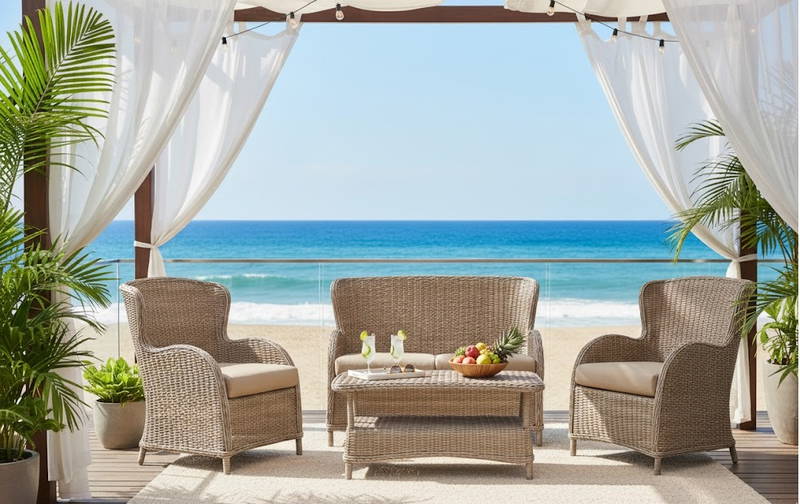 Ascoli lounge set light yellow alu/grey wicker Eurofar - Eurofar