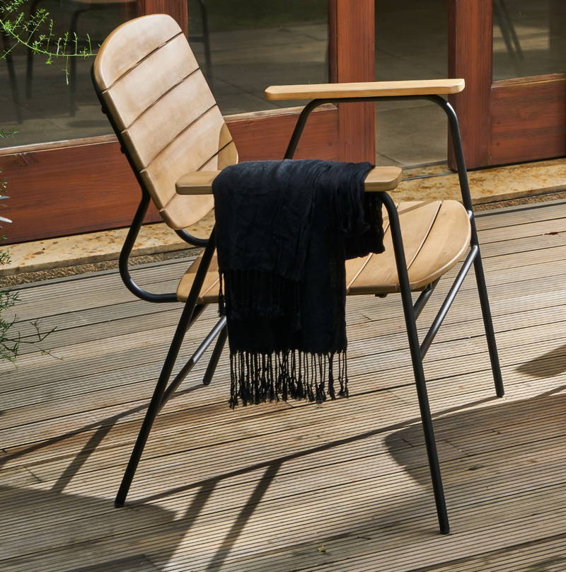 Orbec lounge chair black steel/acacia teak look Eurofar - Eurofar