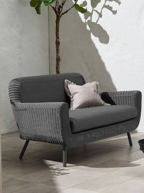 Jonah sofa 2-seater dark grey steel/dark grey wicker Eurofar - Eurofar