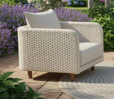 Nayan lounge chair oyster steel/off-white rope/acacia dark teak look Eurofar - Eurofar