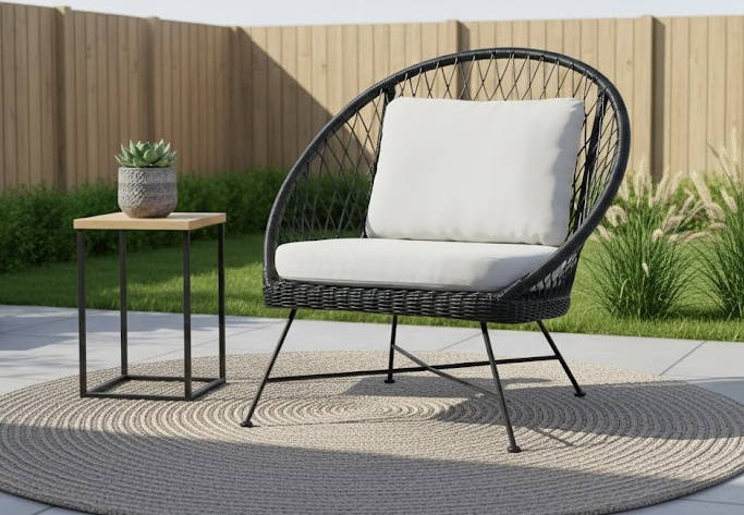 Batea lounge chair 96x95,5x96,5 black alu/black wicker Eurofar - Eurofar