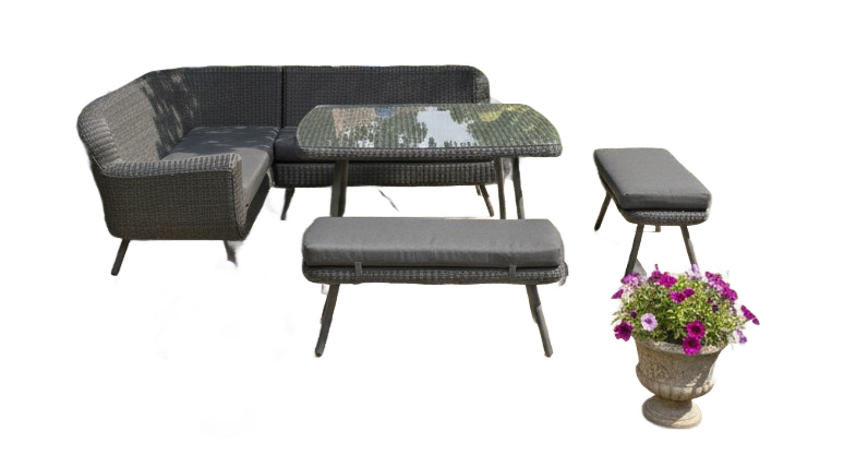 Jonah corner dining set 5pcs dark grey steel/dark grey wicker Eurofar - Eurofar