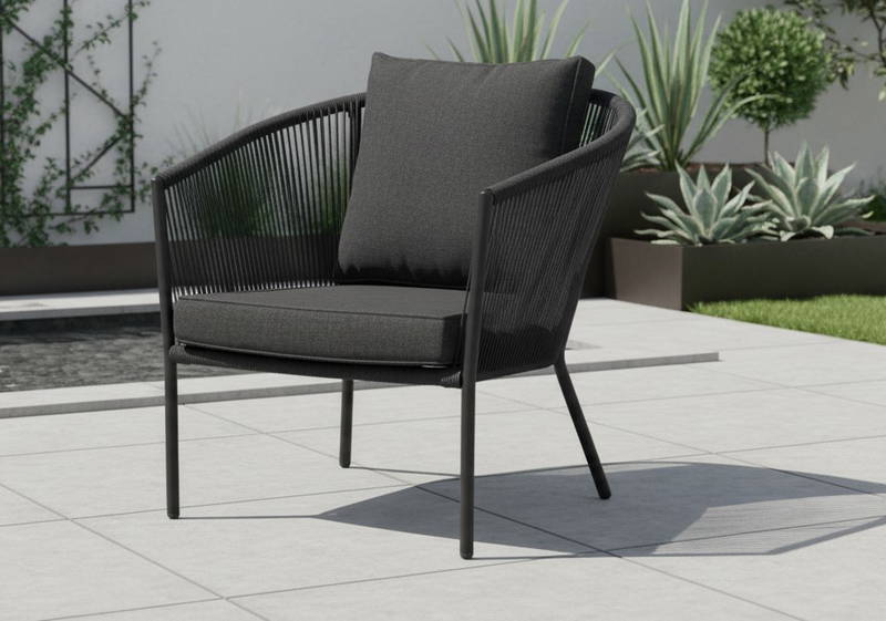 Reims lounge chair black alu/rope black Eurofar - Eurofar