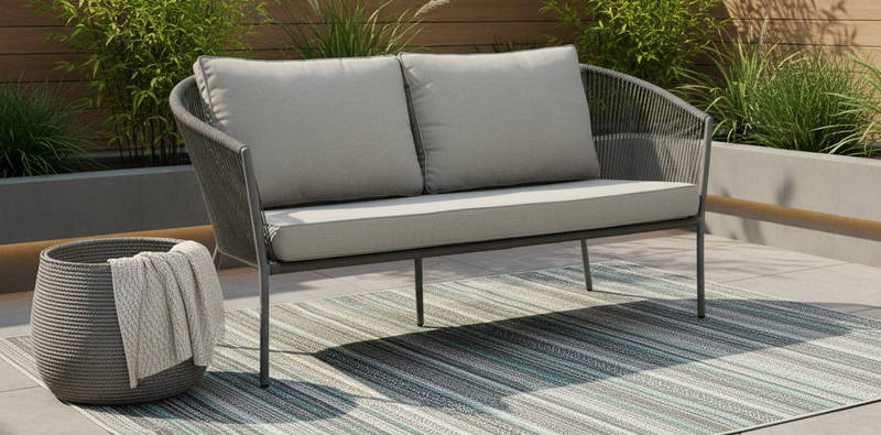 Reims lounge bench 2-seater 173x81x83,5 light grey alu/rope anthracite Eurofar - Eurofar