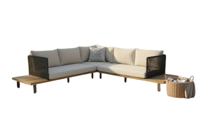 Tenerife lounge corner set 2pcs anthracite alu/rope anthracite acacia teak look Eurofar - Eurofar