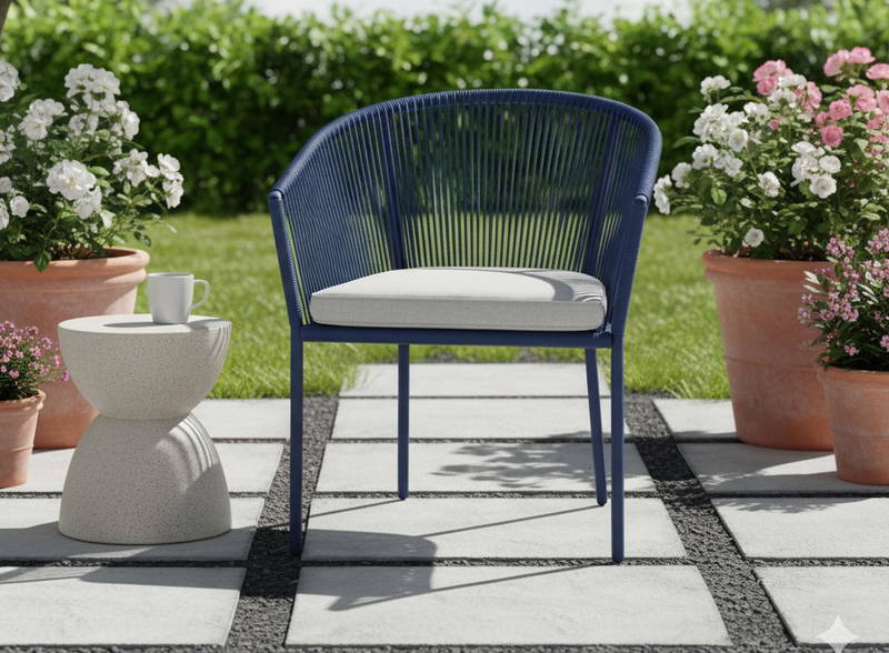 Reims stackable dining chair indigo alu/rope indigo Eurofar - Eurofar