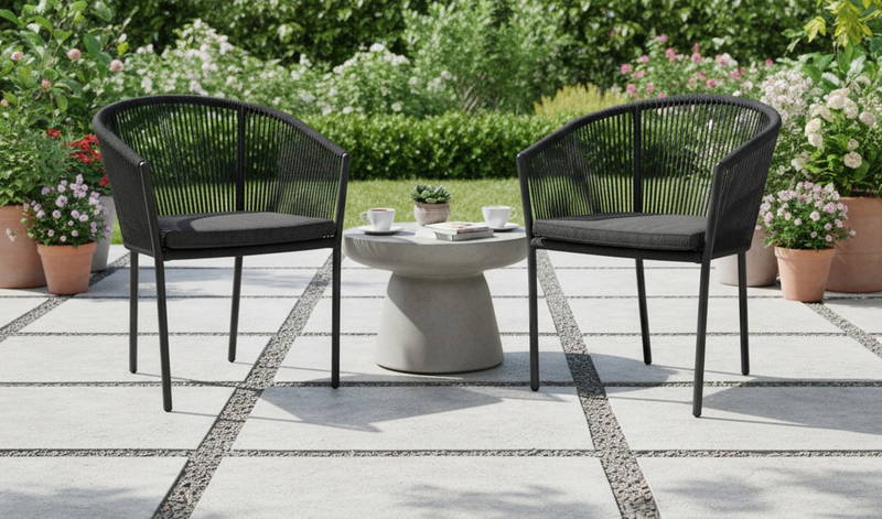 Reims stackable dining chair black alu/rope black Eurofar - Eurofar