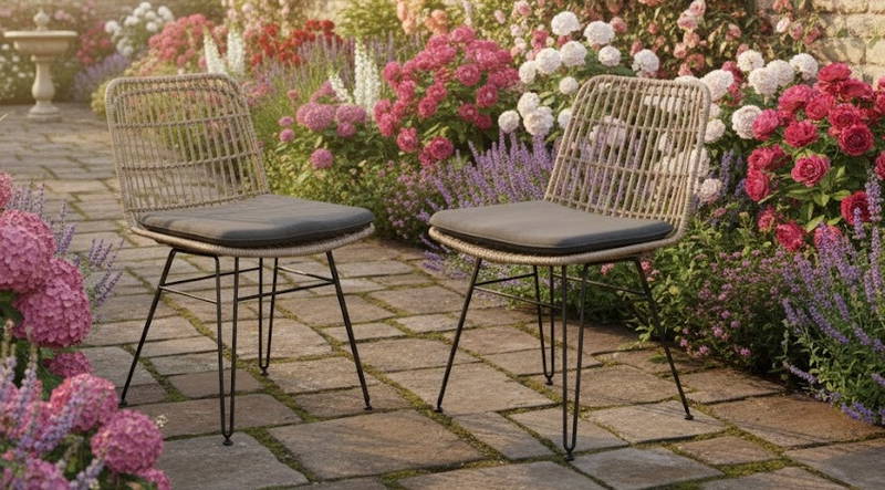 Flamingo dining chair bamboo look steel/grey wicker Eurofar - Eurofar