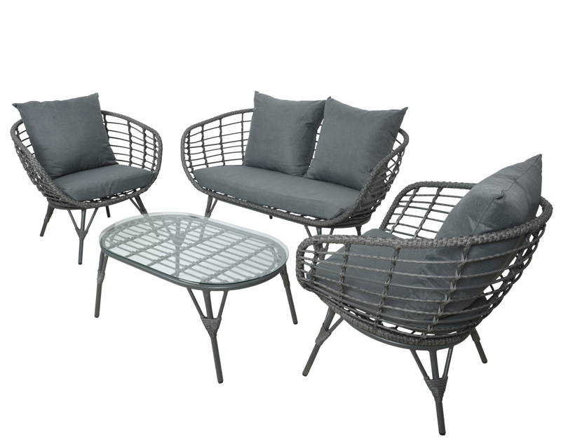 Decoris Evora loungeset wicker - - Grijs