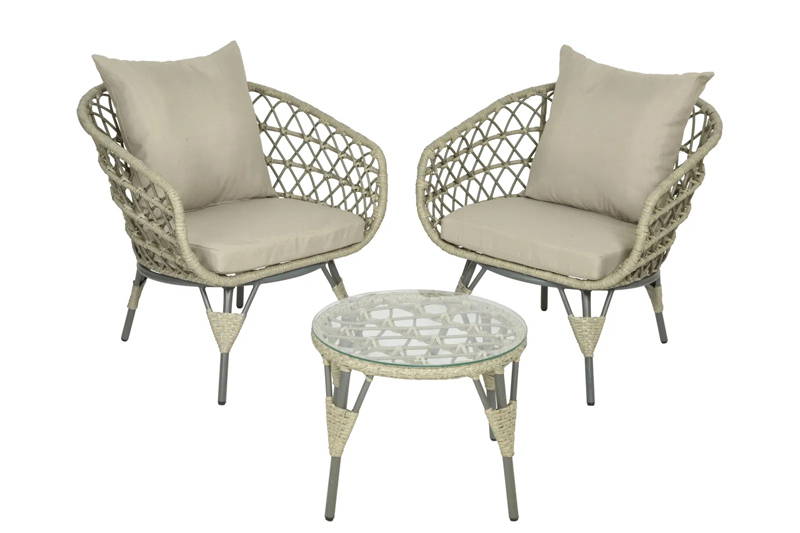 Decoris Sintra bistroset wicker grijs -