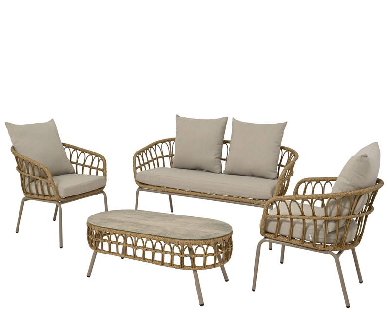 Decoris Amadora loungeset wicker naturel -