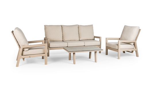 Tierra Outdoor Sevilla loungeset champagne met 3-zits loungebank -