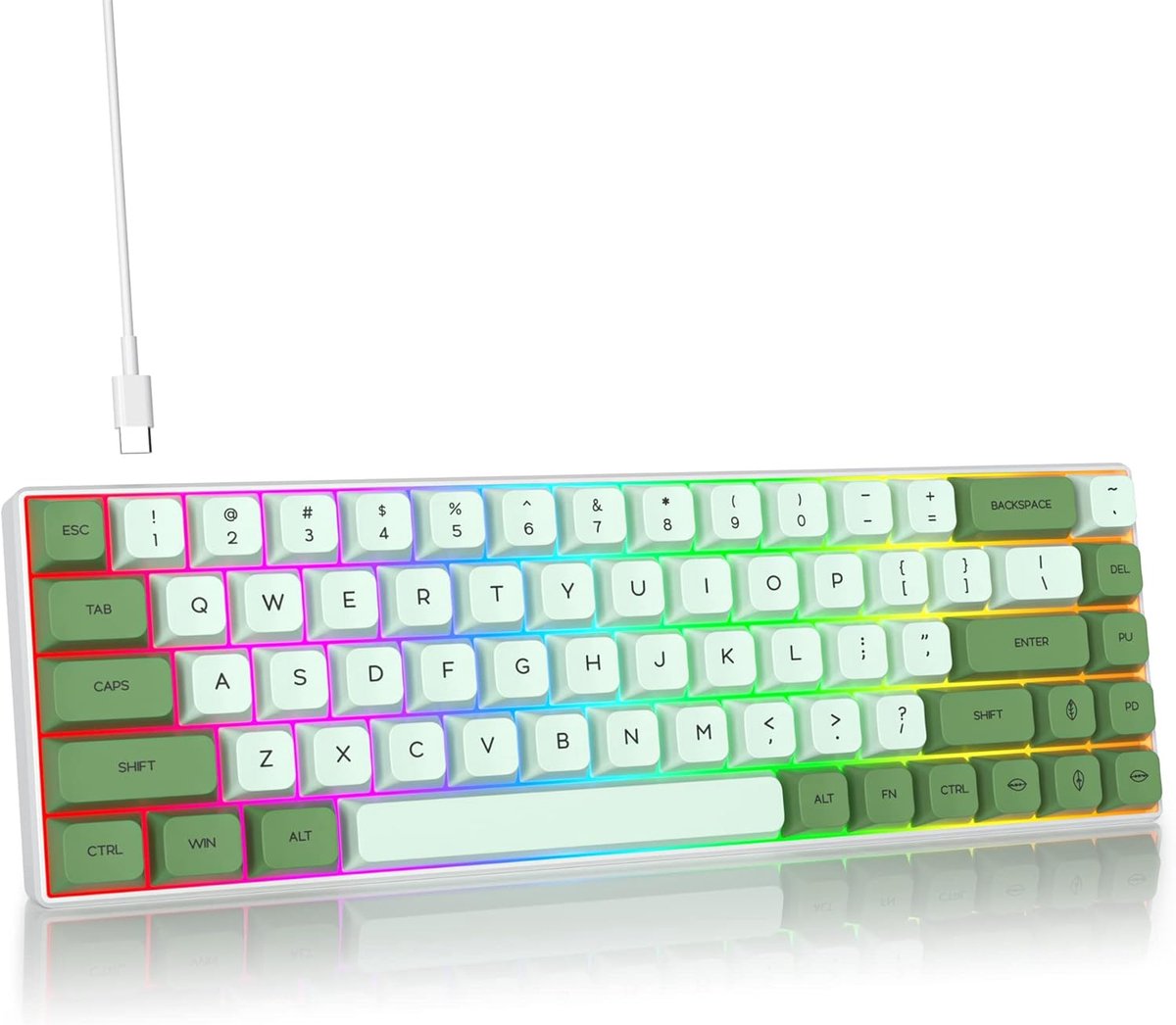 Mechanical Keyboard - Mechanisch Toetsenbord Gaming - 68 Matcha/Rood Switch