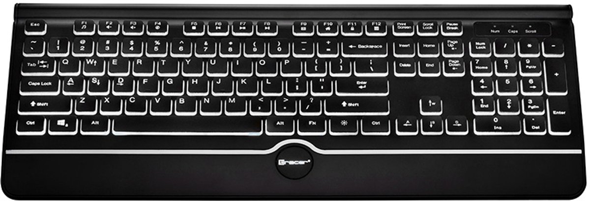 Tracer Ofis Pro USB Bedraad Toetsenbord met Witte Achtergrondverlichting - Qwerty - Zwart