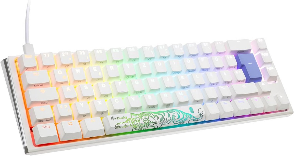 Compact Toetsenbord - Mini Mechanisch - Productief Werken - Stille Schakelaars - 65% Formaat - Wit