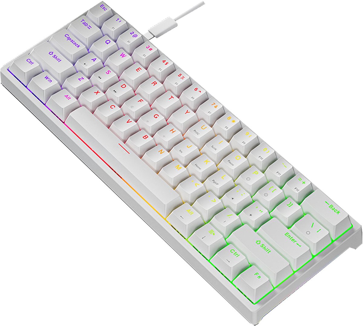 NAXSIR Mechanisch Gaming Toetsenbord - 61-Toetsen - Blauwe Switch - RGB -Type-C Kabel -Anti-Ghosting