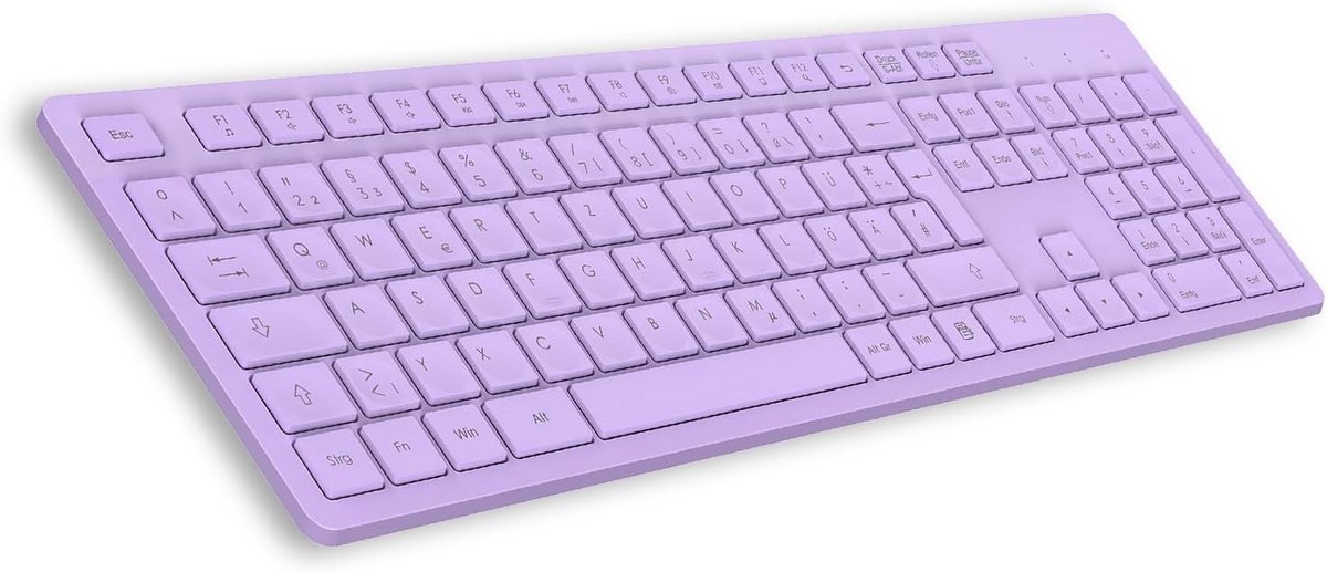 Draadloos Toetsenbord QWERTZ Duits - Stille Multimedia Toetsen met USB Ontvanger voor PC en Laptop