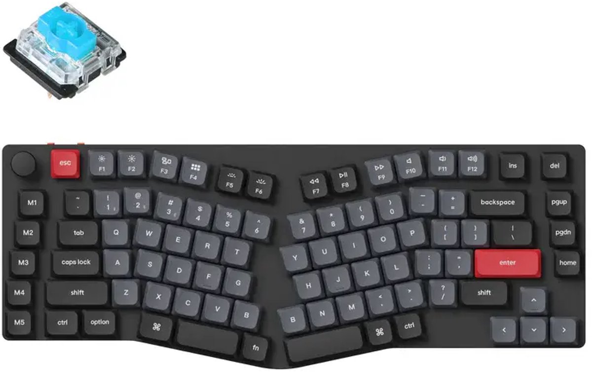 Keychron K15 Pro Ergonomisch toetsenbord blue switch (Alice layout)