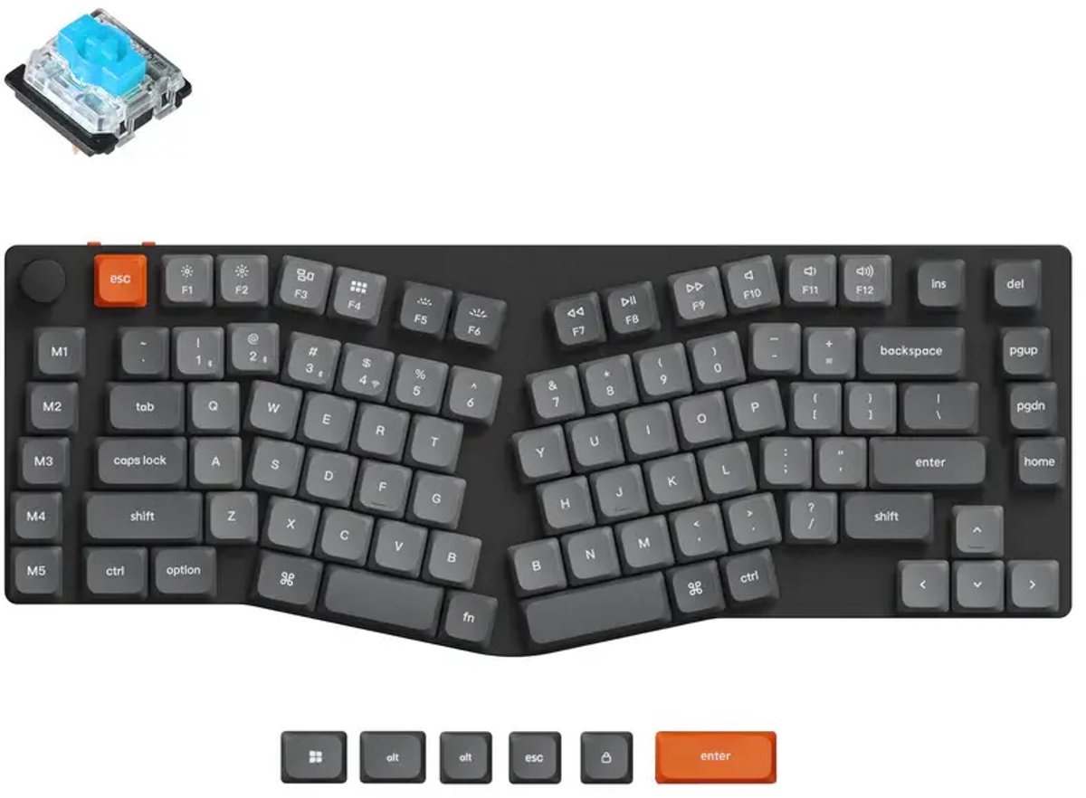 Keychron K15 Max Ergonomisch toetsenbord blue switch (Alice layout)