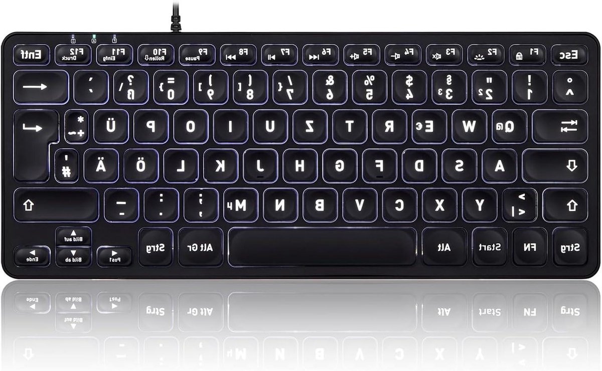 Mini Toetsenbord - Compact Toetsenbord - Nette Werkplek - Verlichte Toetsen - 28.5 x 11.6 cm - Wit