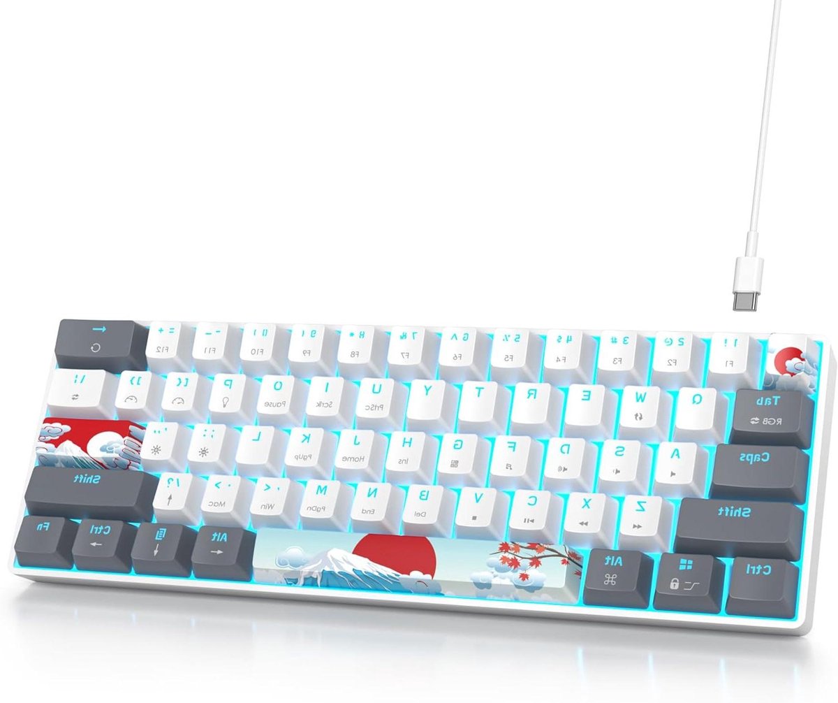 Mechanisch Toetsenbord - Gaming Toetsenbord Mini - Snel Typen - 61 Toetsen Compact - 60% - Wit