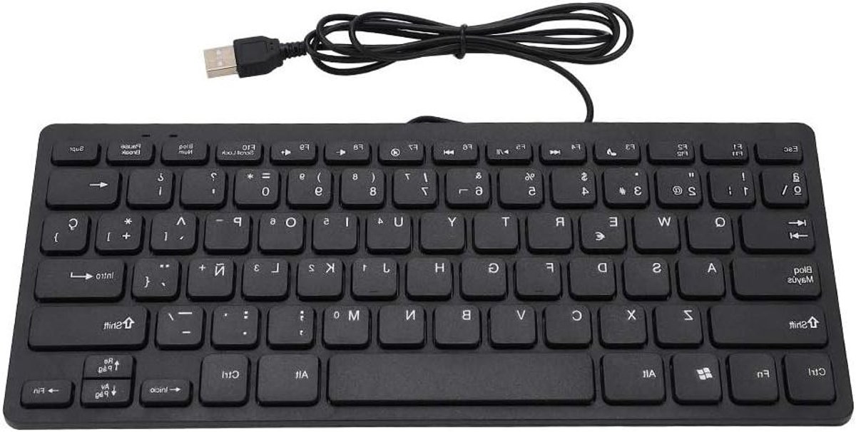Mini USB Toetsenbord - Compact Toetsenbord - Productief Werken - Stille Toetsen - 78 Toetsen - Zwart
