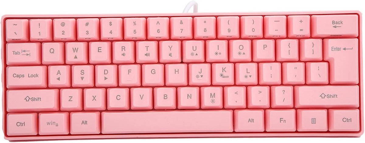 Compact 61 Toetsen RGB Gaming Toetsenbord - Bedraad USB Toetsenbord Roze voor Laptop en PC