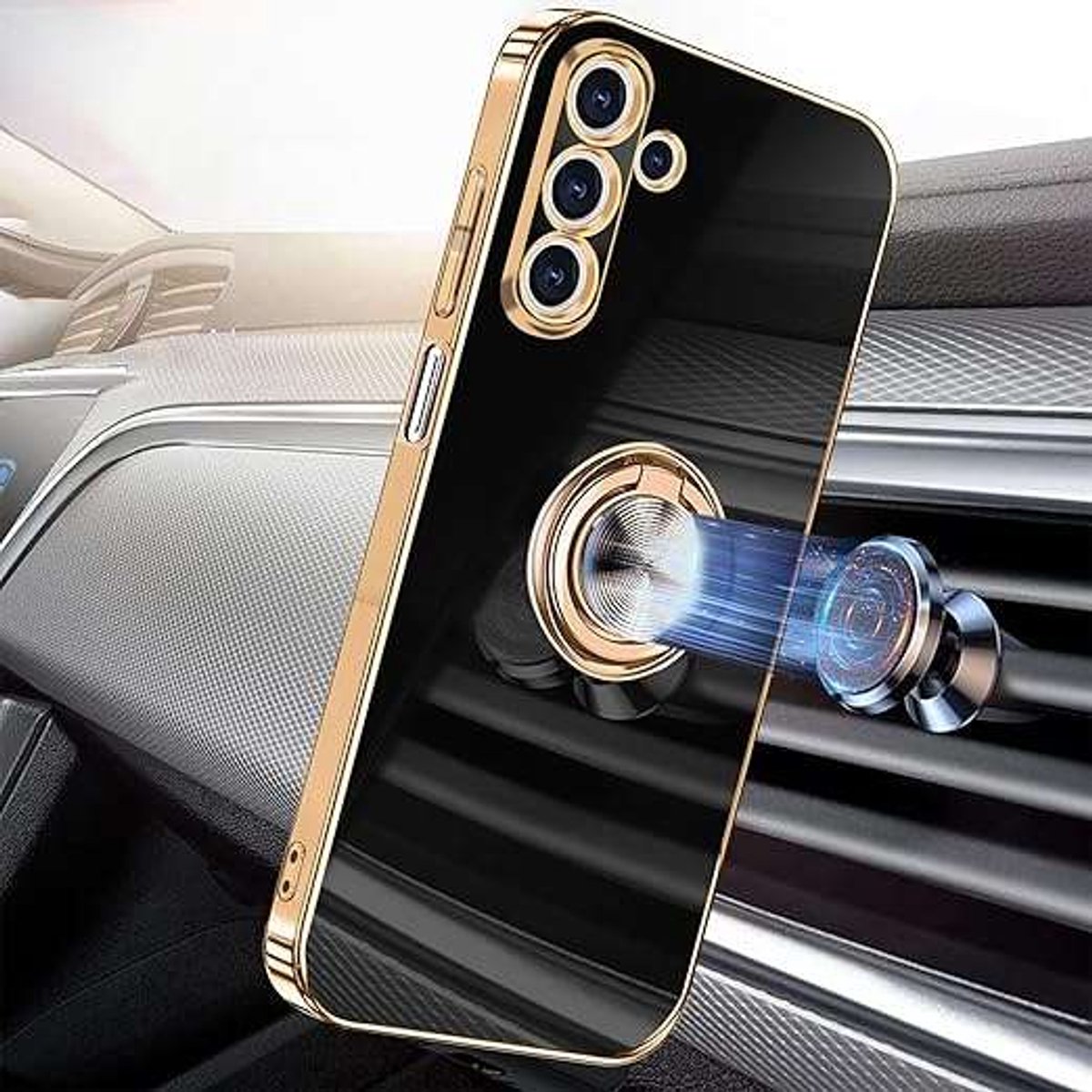 Yutwo Galaxy A16 5G Serie - Beschermhoes - 360° Ringhouder - Zwart