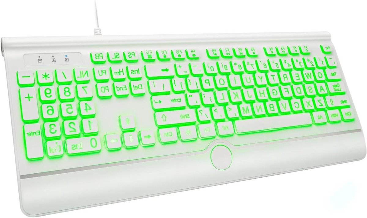 Groot Computertoetsenbord - Verlicht Toetsenbord - Gemakkelijk Typen - Grote Tekens - 44.9 cm - Wit