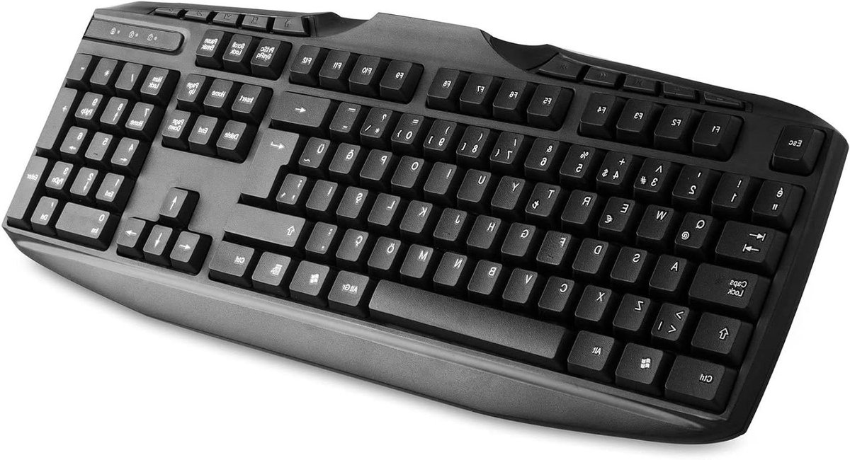 USB Toetsenbord - Multimedia Q-toetsenbord - Productief Werken - Ergonomisch Ontwerp - 47 cm - Zwart