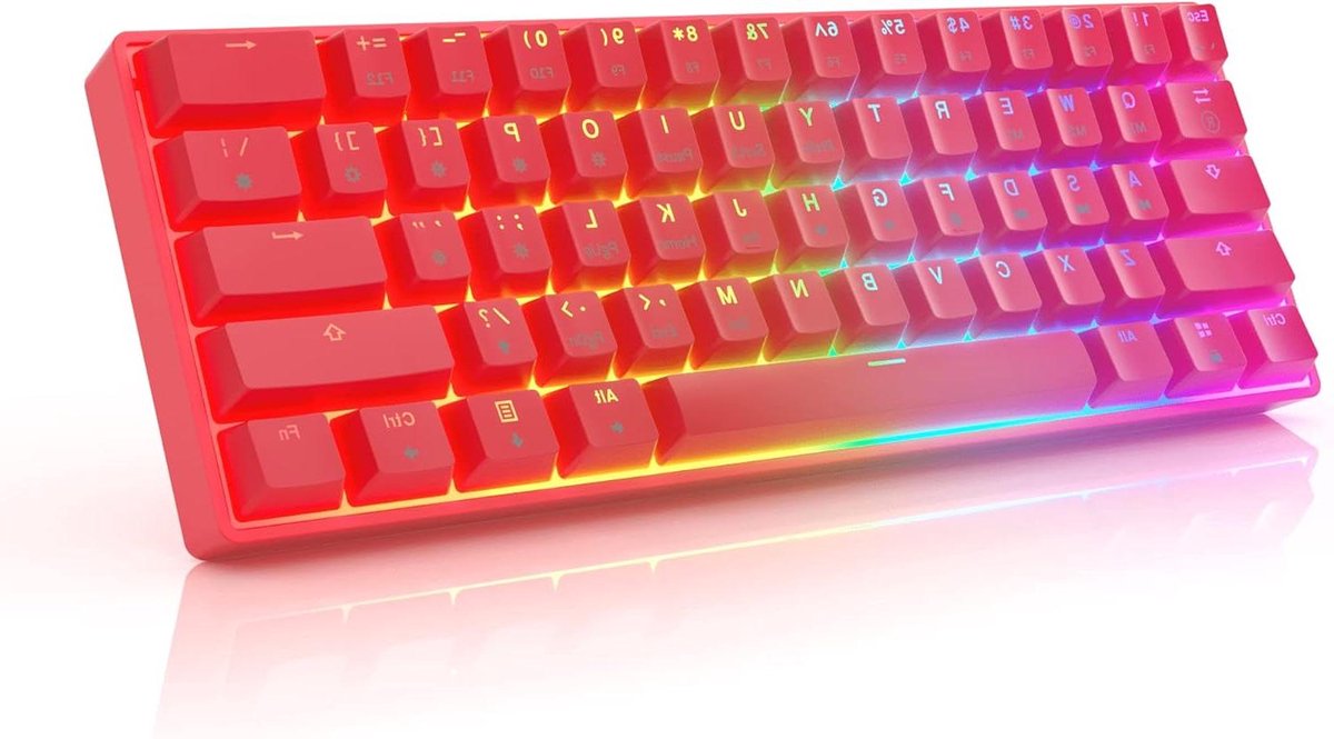 Mechanisch Toetsenbord - Gaming Toetsenbord - PC Gaming - Hotswap Gateron Blauw - 61 Toetsen - Rood
