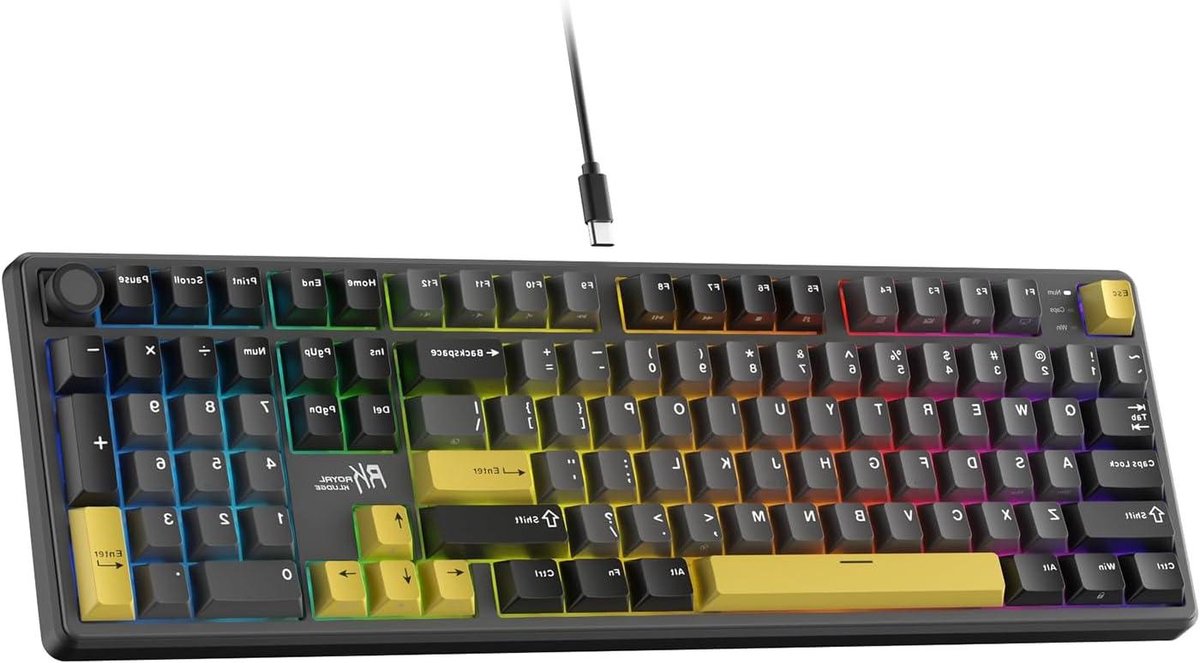 Mechanisch Toetsenbord - Gaming Toetsenbord - Productief Typen - Hot Swappable - 104 Toetsen - Geel