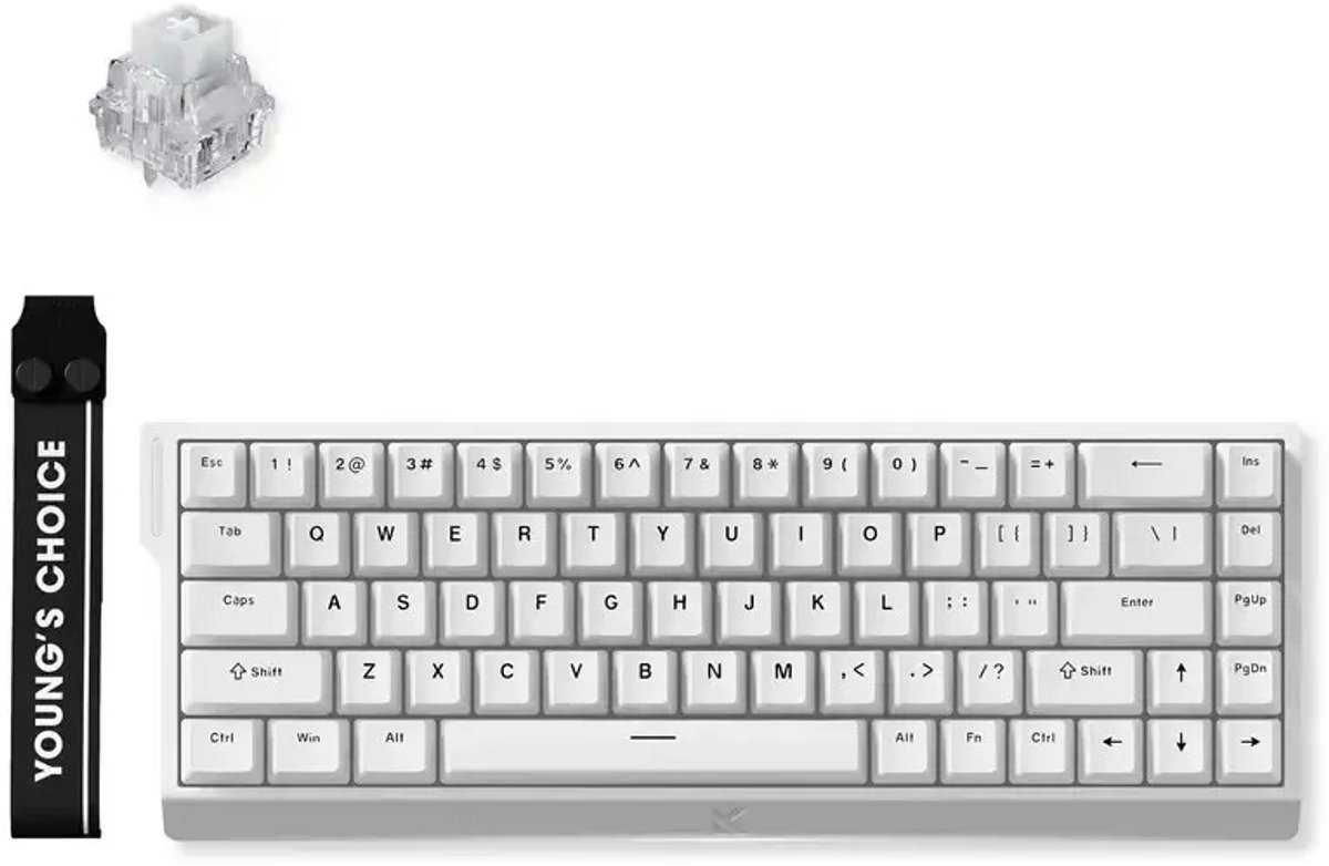 MCHOSE Ace 68, Ice Rhino Magnetic Switch, Qwerty US, Wit