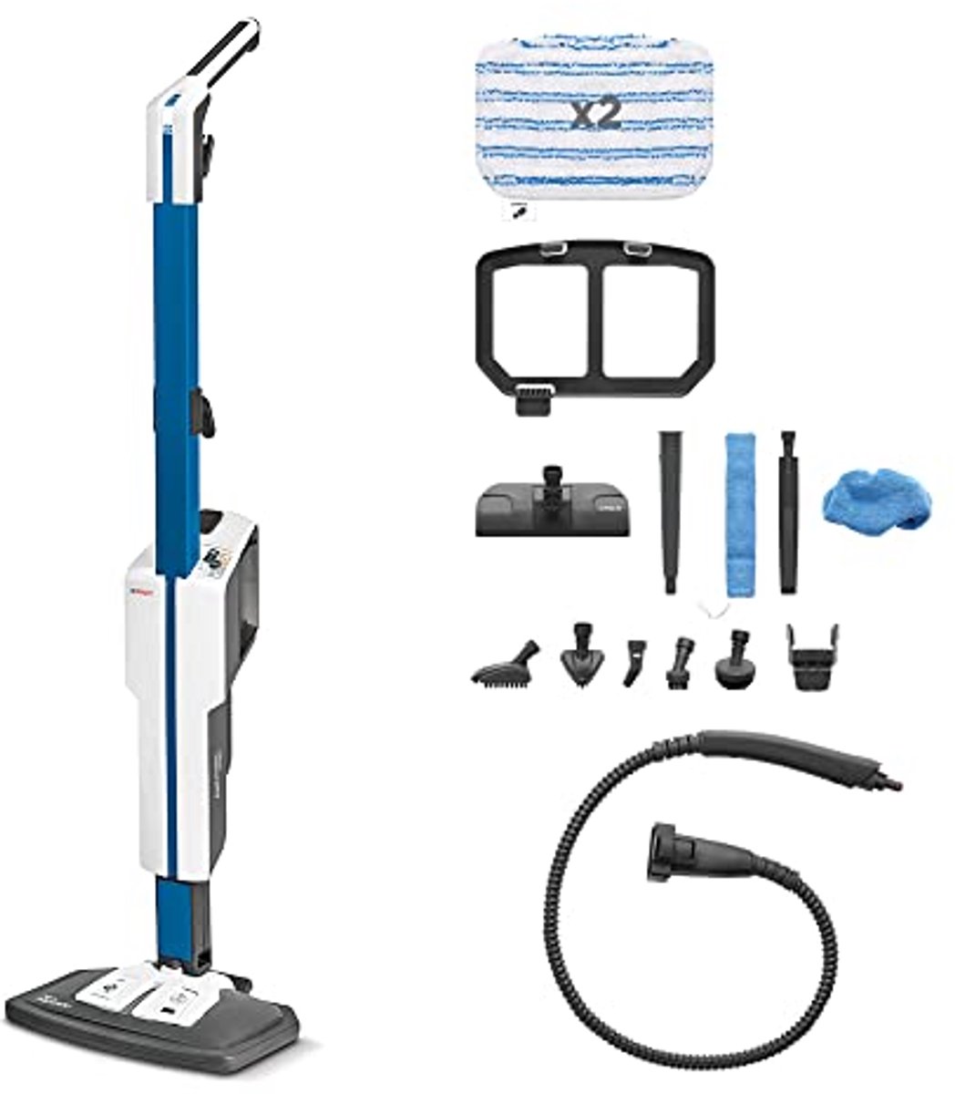 Stoomreiniger met geïntegreerde draagbare reiniger en accessoires voor vloeren en tapijten