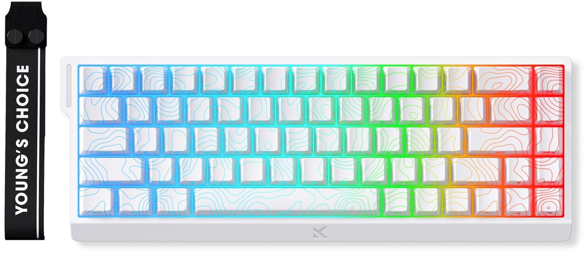 MCHOSE Ace 68, Ice Rhino Magnetic Switch, Qwerty US, Wit
