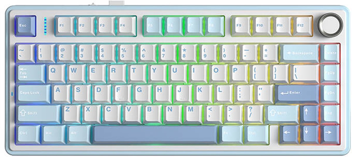 AULA F75 Mechanisch Toetsenbord RGB - Blue/White/Dark Blue - Gray Wood Switch V3