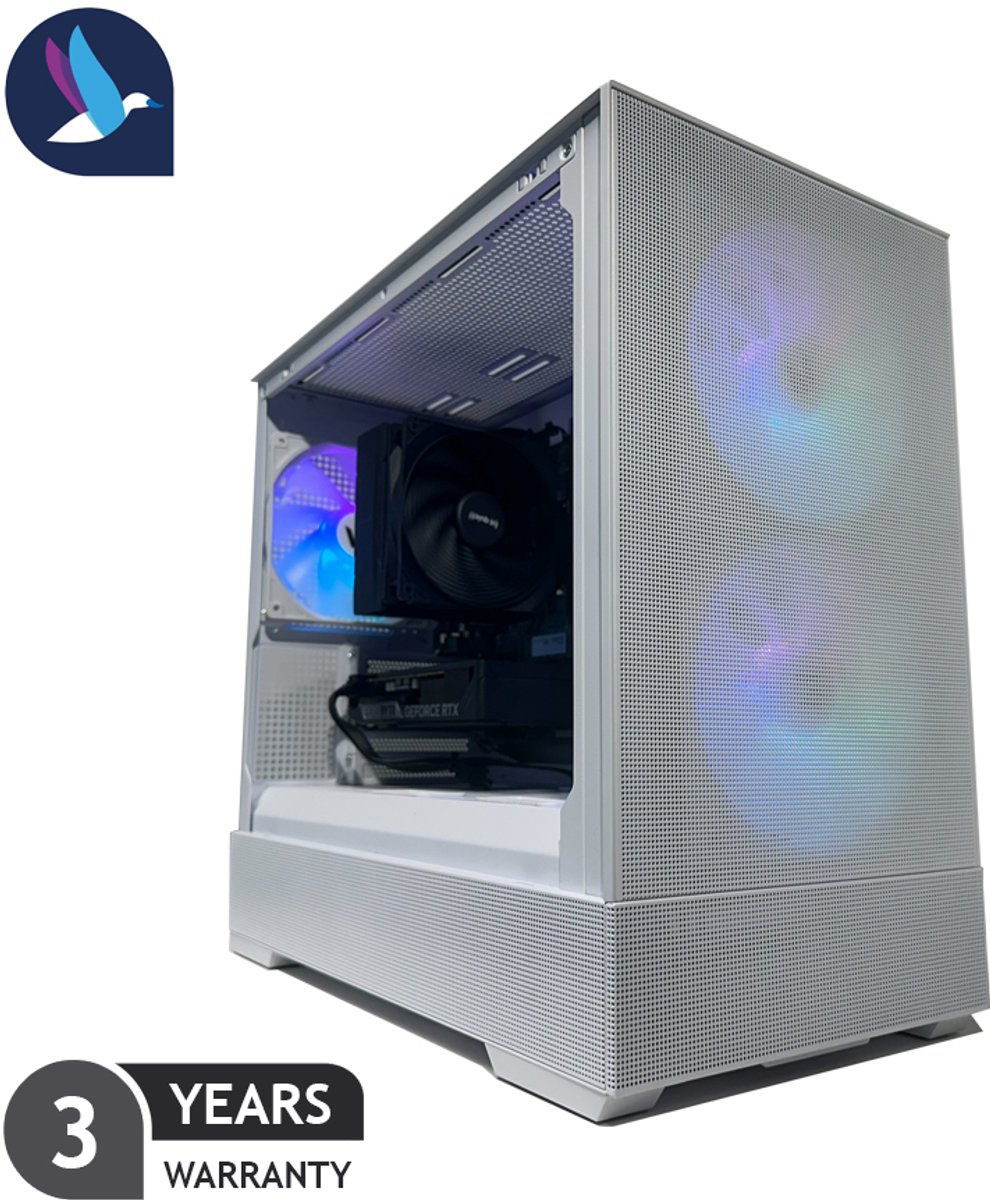 White Zalman Gaming PC - AMD Ryzen 5 7500F - NVIDIA RTX 5070 Ti - 32 GB RAM - 1 TB SSD