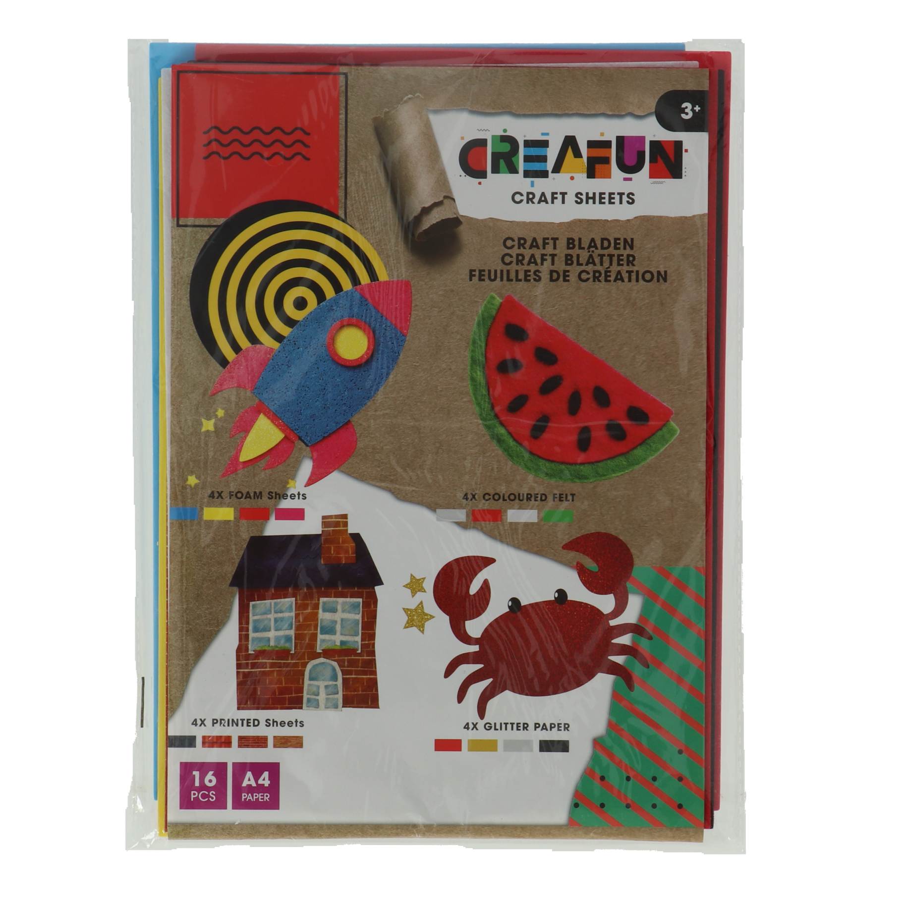 Top1Toys Knutselset A4 vellen vilt/foam/glitter/transparant