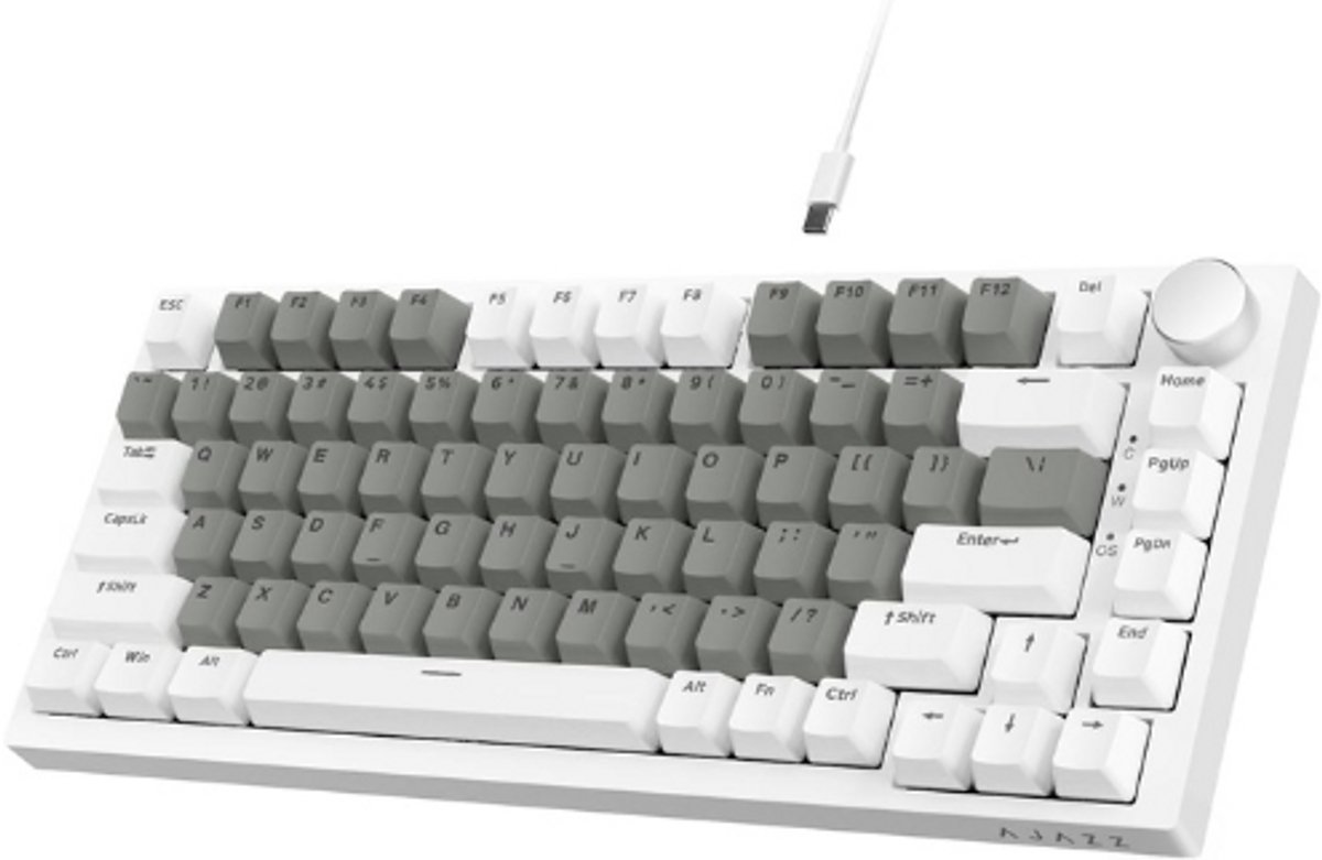Thuys – Mechanisch Toetsenbord – Wit Licht – 82 Toetsen – Met CNC Volumeknop – Wit Grijs