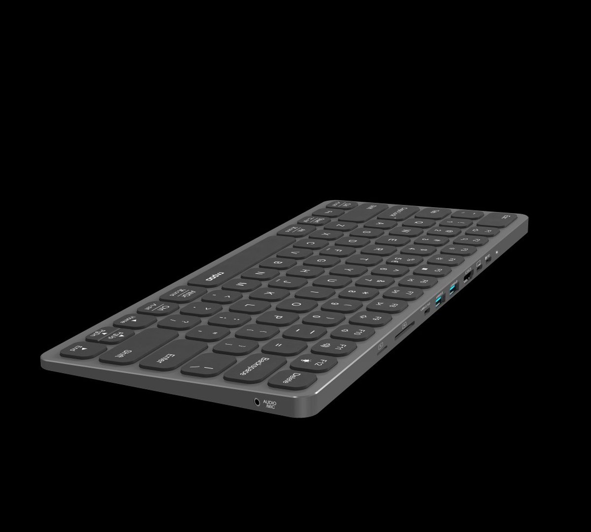 Rapoo UCK-6001 Ultraslim Keyboard 8in1 USB-C Multiport Hub Zwart