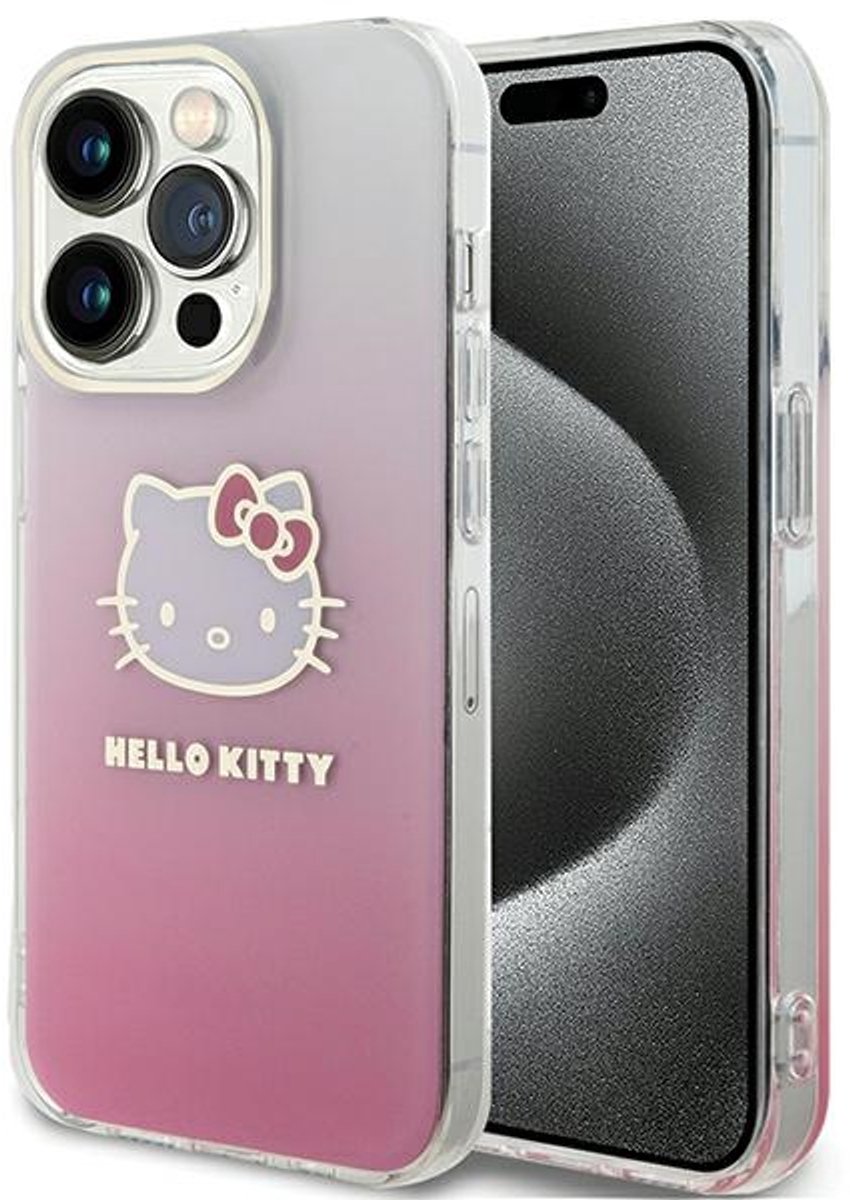 Hello Kitty - Serie HKHCP14LHDGKEP - iPhone 14 Pro Hoes - Rood - Gradientontwerp