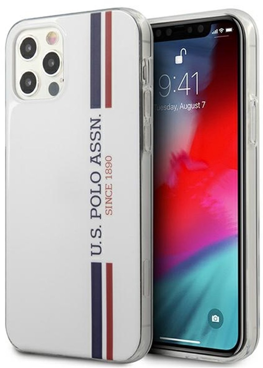 U.S. Polo Assn. Tricolor Collectie - iPhone 12 Beschermhoes - Wit - Luxe - Stevige Bescherming