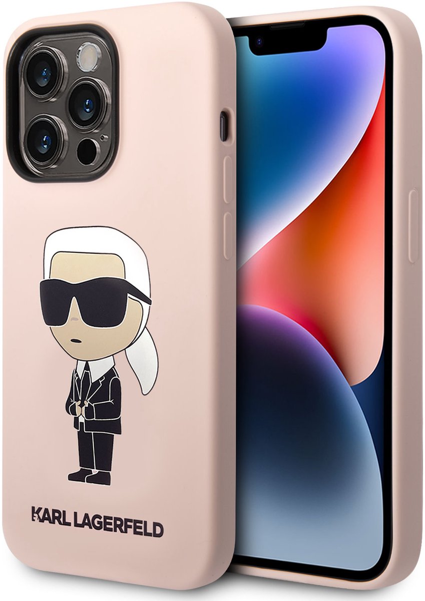 Karl Lagerfeld iPhone 14 Pro Serie - MagSafe Hoesje - Roze - Hoogwaardige Siliconen